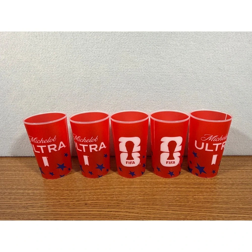 Michelob ULTRA FIFA World Cup 2026 Red Plastic Stadium Cups Set of 5 Soccer Beer